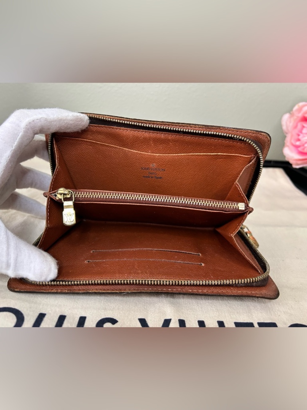 Louis Vuitton Monogram Zip Wallet with Gold Hardware - Picture 7 of 12